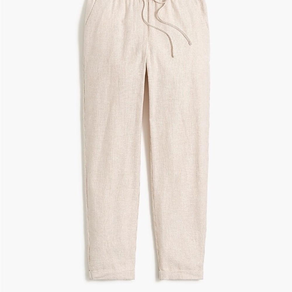 J. Crew Factory Striped Linen-cotton Blend Drawstring Pant For Women size 6 NWT